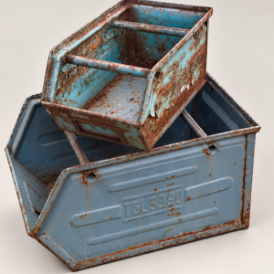 Secondhand – Vintage metalliset teollisuuslaatikot, 2 kpl